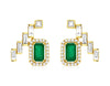 .68CT DIAMOND & AAA EMERALD 14KT YELLOW GOLD 3D MULTI SHAPE EAR CLIMBER EARRINGS