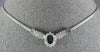 ESTATE 1.64CT DIAMOND & AAA SAPPHIRE 14KT WHITE GOLD OVAL V SHAPE LOVE NECKLACE