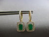 2.2CT DIAMOND & AAA EMERALD 14KT 2 TONE GOLD 3D SQUARE LEVERBACK EARRINGS #28137