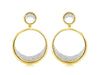 ESTATE .38CT DIAMOND 14K 2 TONE GOLD DOUBLE CIRCULAR HAPPY FACE HANGING EARRINGS