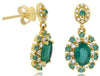1.63CT DIAMOND & AAA EMERALD 14KT YELLOW GOLD OVAL & ROUND FLOWER EARRINGS