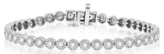3.09CT DIAMOND 14KT WHITE GOLD 3D CLASSIC MULTI FLOWER ETERNITY TENNIS BRACELET