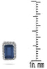 1.25CT DIAMOND & AAA SAPPHIRE 14KT WHITE GOLD EMERALD CUT & ROUND STUD EARRINGS