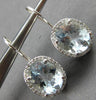 LARGE 6.33CT DIAMOND & AAA AQUAMARINE 14KT WHITE GOLD OVAL & ROUND HALO EARRINGS