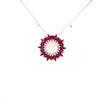 ESTATE 1.06CT DIAMOND & AAA RUBY 18KT WHITE GOLD 3D FLORAL FUN FLOATING PENDANT
