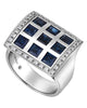 LARGE 3.2CT DIAMOND & AAA SAPPHIRE 18KT WHITE GOLD PRINCESS & ROUND CHECKER RING