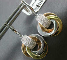 ESTATE .62CT DIAMOND 14KT TRI COLOR GOLD LOVE KNOT TRINITY FUN HANGING EARRINGS