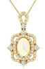.75CT DIAMOND & AAA OPAL 14K YELLOW GOLD 3D OVAL & ROUND FLOWER FLOATING PENDANT