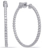 ESTATE 1.10CT DIAMOND 14KT WHITE GOLD 3D CLASSIC HOOP HANGING EARRINGS