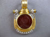 ANTIQUE LARGE DIAMOND & AAA SAPPHIRE 18K 2 TONE GOLD 3D CORNELIAN PENDANT 28157