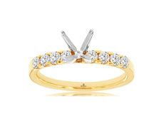 .42CT DIAMOND 14K 2 TONE GOLD CLASSIC 9 STONE 4 PRONG SEMI MOUNT ENGAGEMENT RING