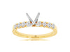 .42CT DIAMOND 14K 2 TONE GOLD CLASSIC 9 STONE 4 PRONG SEMI MOUNT ENGAGEMENT RING