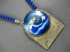 EXTRA LARGE AAA LAPIS & WHITE & BLUE ENAMEL STERLING SILVER GLOBE NECKLACE #7620