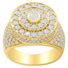 ESTATE LARGE 3.03CT DIAMOND 14K YELLOW GOLD 3D CLASSIC MULTI ROW FLOWER FUN RING