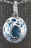 3.07CT DIAMOND & AAA BLUE TOPAZ 14KT WHITE GOLD 3D CLASSIC OVAL & ROUND PENDANT