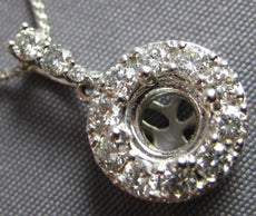 .44CT DIAMOND 18KT WHITE GOLD 3D 4 PRONG ROUND HALO SEMI MOUNT FLOATING PENDANT