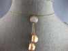 .16CT DIAMOND 14K ROSE GOLD 3D ROUND CLUSTER NUGGET LARIAT FUN FLOATING NECKLACE