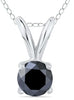 ESTATE .33CT BLACK DIAMOND 14KT WHITE GOLD 3D SOLITAIRE 4 PRONG FLOATING PENDANT