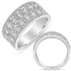 WIDE 1.47CT DIAMOND 14KT WHITE GOLD MULTI ROW DOUBLE PENTAGON ANNIVERSARY RING