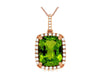 4.47CT DIAMOND & AAA PERIDOT 14K ROSE GOLD CUSHION & ROUND HALO FLOATING PENDANT