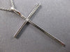 ESTATE LARGE .25CT DIAMOND 14KT WHITE GOLD 3D CLASSIC CROSS FLOATING PENDANT