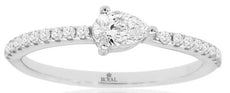 0.42CT DIAMOND 14KT WHITE GOLD CLASSIC PEAR SHAPE & ROUND SIDEWAY FUN LOVE RING