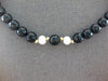 LARGE & LONG AAA BLACK ONYX & AAA SOUTH SEA PEARL 14K YELLOW GOLD NECKLACE 27197