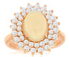 2.7CT DIAMOND & AAA OPAL 14KT ROSE GOLD OVAL & ROUND DOUBLE HALO FLOWER FUN RING