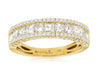 ESTATE 1.27CT DIAMOND 14KT WHITE GOLD 3D ROUND & PRINCESS 3 ROW ANNIVERSARY RING