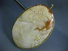 ANTIQUE EXTRA LARGE 14KT YELLOW GOLD HANDCRAFTED FILIGREE LADY CAMEO PIN PENDANT