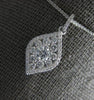 .58CT DIAMOND 18KT WHITE GOLD 3D ROUND INVISIBLE TEAR DROP LEAF FLOATING PENDANT