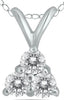 .23CT DIAMOND 14KT WHITE GOLD ROUND CLASSIC 3 STONE TRIANGULAR TRILLION PENDANT