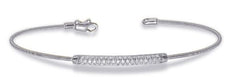 .32CT DIAMOND 14KT WHITE GOLD 3D CLASSIC MULTI ROW BAR FLEXIBLE BANGLE BRACELET