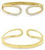ESTATE .92CT DIAMOND 14KT YELLOW GOLD 3D DOUBLE TEAR DROP CUFF BANGLE BRACELET