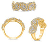 ESTATE 1.0CT DIAMOND 14KT YELLOW GOLD 3D CLASSIC ROUND PAVE MULTI LEAF FUN RING