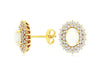 LARGE 1.50CT DIAMOND & AAA OPAL 14KT YELLOW GOLD OVAL DOUBLE HALO STUD EARRINGS