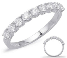 .65CT DIAMOND 14KT WHITE GOLD CLASSIC 9 STONE FOUR PRONG ROUND ANNIVERSARY RING