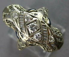 ANTIQUE ART DECO .28CT DIAMOND & AAA SAPPHIRE 18K WHITE GOLD 5 STONE RING #27510