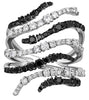 LARGE 1.56CT WHITE & BLACK DIAMOND 18KT WHITE GOLD 3D MULTI ROW CRISS CROSS RING