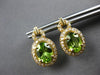 2.51CT DIAMOND & AAA PERIDOT 14KT YELLOW GOLD OVAL & ROUND HALO HANGING EARRINGS