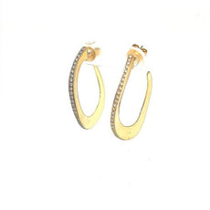 ESTATE .50CT DIAMOND 18KT YELLOW GOLD 3D CLASSIC HOOP FUN HANGING EARRINGS