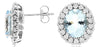 4.25CT DIAMOND & AAA AQUAMARINE 14K WHITE GOLD OVAL & ROUND FLOWER STUD EARRINGS