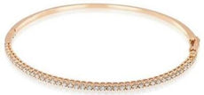 1.15CT DIAMOND 14K ROSE GOLD 3D ROUND 4 PRONG SEMI ETERNITY CUFF BANGLE BRACELET
