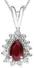 .75CT DIAMOND & AAA GARNET 14KT WHITE GOLD 3D PEAR SHAPE & ROUND CLASSIC PENDANT