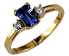 .72CT DIAMOND & AAA TANZANITE 14KT YELLOW GOLD EMERALD CUT & ROUND 3 STONE RING
