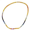 22.53CT AAA MULTI COLOR SAPPHIRE 14K YELLOW GOLD CLASSIC RAINBOW TENNIS NECKLACE