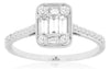 ESTATE .52CT DIAMOND 14K WHITE GOLD ROUND & BAGUETTE SQUARE FRIENDSHIP LOVE RING
