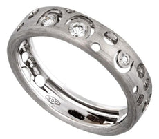 ESTATE .10CT DIAMOND 18KT WHITE GOLD 3D FILIGREE SEMI ETERNITY ANNIVERSARY RING