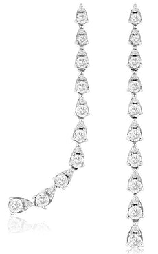 ESTATE .82CT DIAMOND 14KT WHITE GOLD 3D CLASSIC ROUND TEAR DROP HANGING EARRINGS