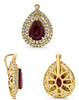 1.67CT DIAMOND & AAA RUBY 18KT YELLOW GOLD PEAR SHAPE & ROUND FILIGREE PENDANT